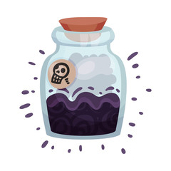 Poison in a glass jar. Vector illustration on a white background.