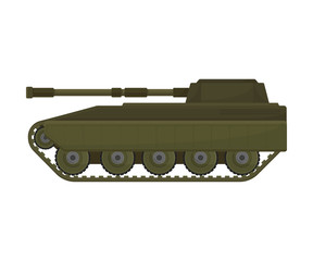 Fototapeta na wymiar Tank with a long barrel. Vector illustration on a white background.