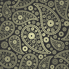 vector illustration of colored paisley seamless background