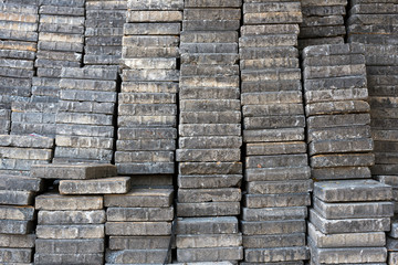 Pile of concrete square blocks for exterior paving