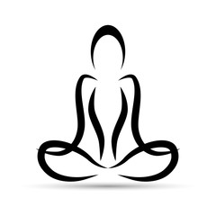 Yoga. Lotus position. Vector silhouette of yoga woman. Lotus pose. Padmasana. Asana.