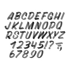 Hand drawn typeface on white background. Brush sign painted vector characters: lowercase and uppercase. Typography alphabet for your designs: logo, typeface, card