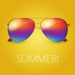 vector summer illustration of realistic colored sunglasses