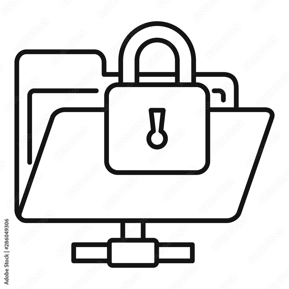 Poster secured folder icon. outline secured folder vector icon for web design isolated on white background