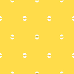 Seamless pattern with small chickens in eggs minimalistic cartoon style vector.