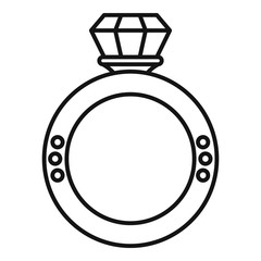 Naklejka premium Diamond ring icon. Outline diamond ring vector icon for web design isolated on white background