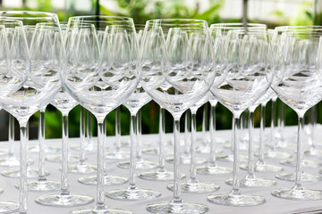 Empty wine glass prepare for serving in event