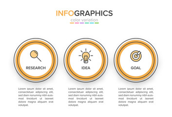 Concept of arrow business model with 3 successive steps. Three colorful rectangular elements. Timeline design for brochure, presentation. Infographic design layout.