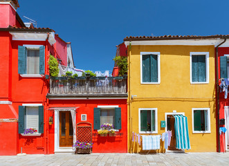 Colorful house in Burano island, Venice, Italy.