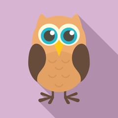 Funny owl icon. Flat illustration of funny owl vector icon for web design