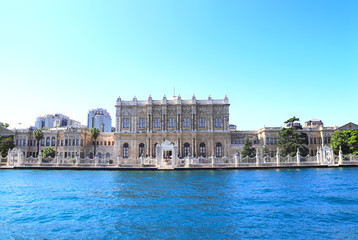 Fototapeta na wymiar View from the Bosphorus to Dolmabahce Palace, Istanbul, Turkey