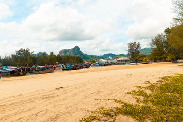 Looking at the boats on the beach