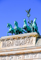 the quadriga on top of the Brandenburg Gate in Berlin, Germany © superpapero