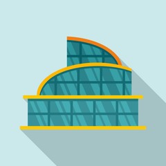 Glass mall icon. Flat illustration of glass mall vector icon for web design