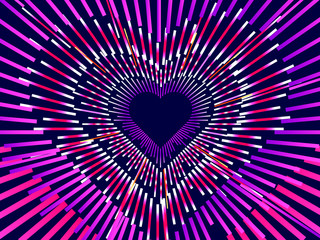 Abstract striped heart background. Vector illustration for poster