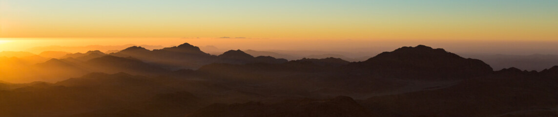 Amazing Sunrise at Sinai Mountain, Beautiful dawn in Egypt, Beautiful view from the mountain	