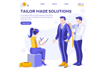 Professional Fashion Worker, Clip for Creative. Create Collection, Apparel Male Textile. Tailor Element, Profession, Industry Craft Business Garment. Cartoon Flat Vector Illustration Isometric Banner