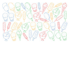Collection of vector ice creams. Pattern for banners, posters