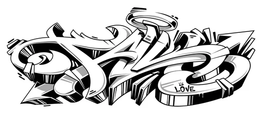 Türaufkleber Fall Graffiti Wild Style Vector © Vecster