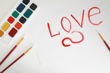 Drawing paints on a white sheet of paper