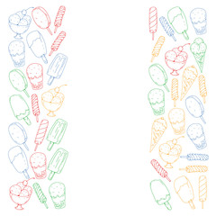 Collection of vector ice creams. Pattern for banners, posters
