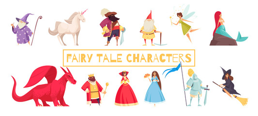 Fairy Tale Characters Set - obrazy, fototapety, plakaty