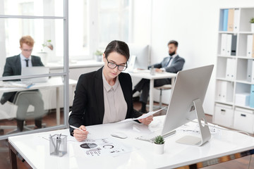 Female Business Intern at Workplace