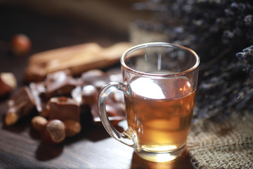 Brewed tea on a serving table