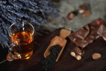 Brewed tea on a serving table