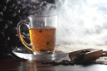 Brewed tea on a serving table