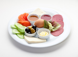 Turkish breakfast on isolated backgound