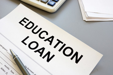 Conceptual photo showing printed text education loan