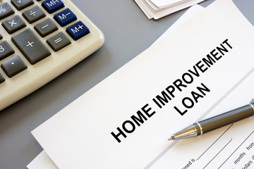 Text sign showing hand writing words home improvement loan