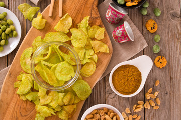 Wasabi coated peanuts. 