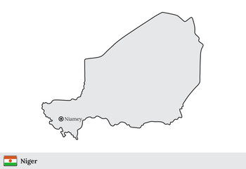 Niger vector map with the capital city of Niamey