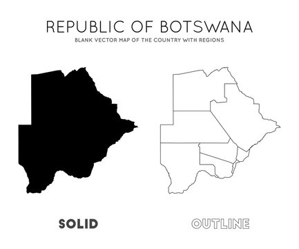 Botswana map. Blank vector map of the country with regions. Borders of Botswana for your infographic. Vector illustration.
