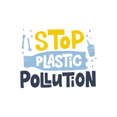 Stop plastic pollution word concept banner