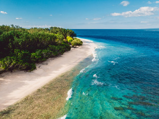 Tropical beach and turquoise ocean. Aerial view. Paradise place