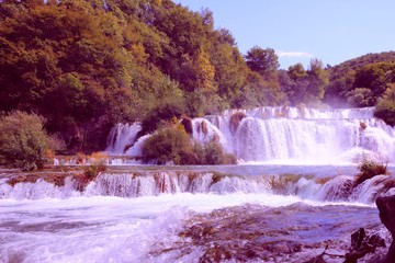 Croatia - Krka National Park. Vintage filtered color style.