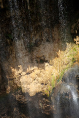 beautiful waterfall photo background, rocky field