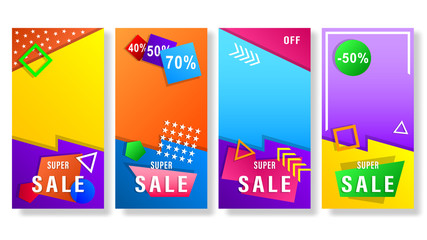 Set banners sale geometric shapes