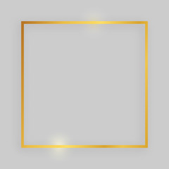 Gold square shiny frame with glowing effects