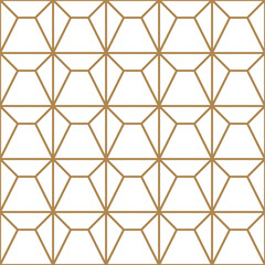Seamless geometric pattern in golden and white.Japanese style Kumiko.