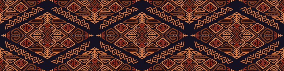 Behang Etnische stijl Vector naadloos patroon in etnische stijl. Trendy handgetekende boho tegel. Creatief tribal eindeloos ornament, perfect voor textielontwerp, inpakpapier, behang of siteachtergrond.
