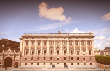 Obraz premium Parliament of Sweden. Retro filtered colors style.