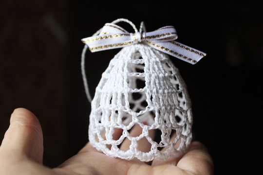 Decorations for Christmas and new year. Bell crocheted. Festive mood and home decor.