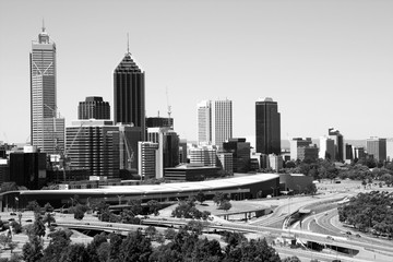 Perth. Black and white vintage style.