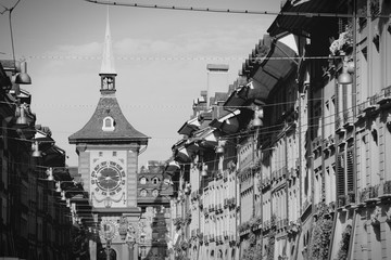 Berne, Switzerland. Black and white vintage style.