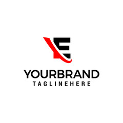 initial letter E logo with slice element graphic vector template