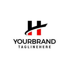 initial letter H logo with slice element graphic vector template